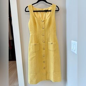 J. Crew Sophia sleeveless midi dress in yellow tweed